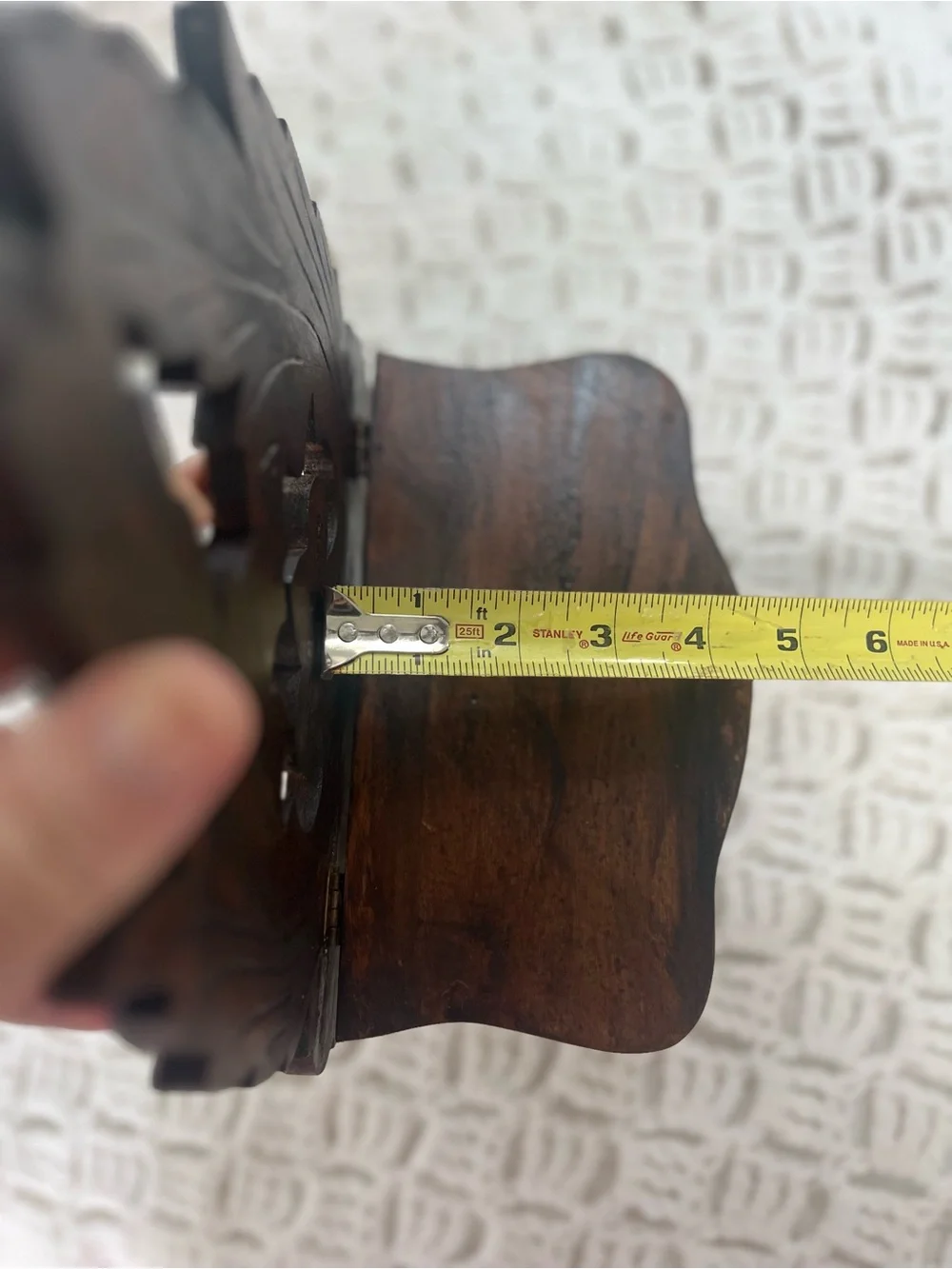 Hand-Carved Brown Wooden Wall Shelf - Decorative Home Wall Decor